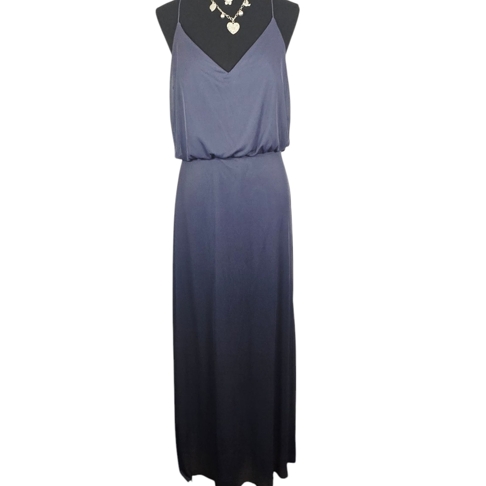 Alfred Sung D739 Deep Onyx Gown Sz 10 Formal Spaghetti Strap Evening Dress 60” - Picture 3 of 15